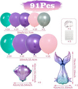 Mermaid Balloon Garland Arch Kit Pastel Pink Purple Green Balloons