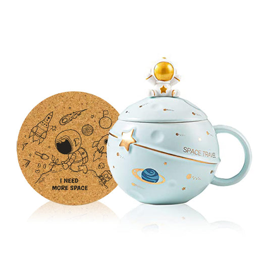Yalucky Kawaii Astronaut Cup Space Embossed Planet Mug, Cute Ceramic