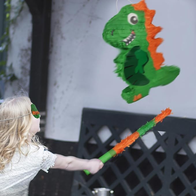 Dinosaur Pinata for Boys Birthday Party with Bat Paper Blindfold and