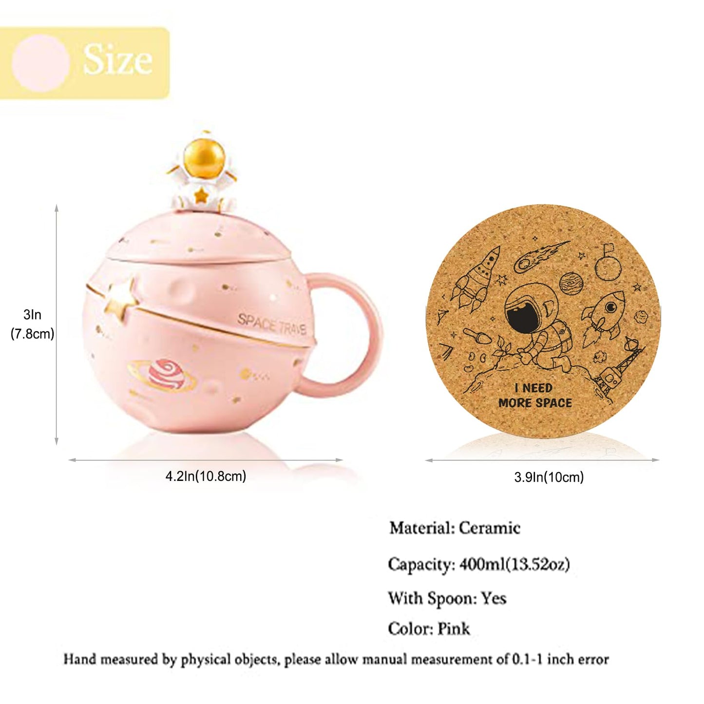 Yalucky Kawaii Astronaut Cup Space Embossed Planet Mug, Cute Ceramic