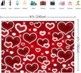 Red Heart Photo Backdrop Valentines Decorations 10x8FT Early 2000s