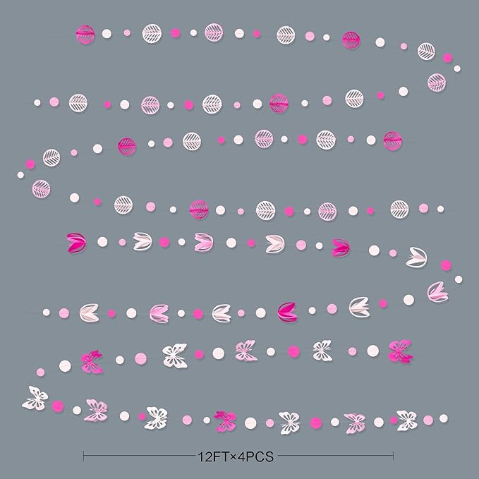 Spring Party Decorations Hot Pink White 3D Butterfly Tulip Flower