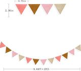 Boho Party Decorations Brown Blush Pink Felt Hanging Triangle Mini