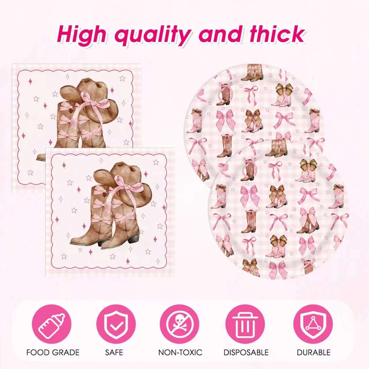 Cowgirl Birthday Party Decorations, 41Pcs Coquette Bow Cowgirl Paper