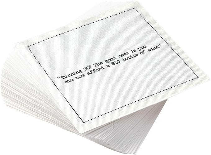 Five Star Funny 30th Birthday Quotes | White Cotton Cocktail Napkins