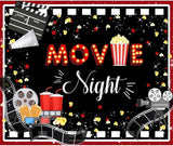 Movie Night Decorations Backdrop Cinema Movie Night Supplies 10x8ft