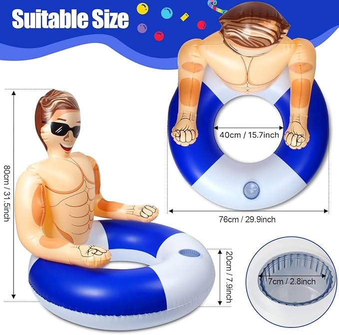 Silph PLC Pool Float, Inflatable Swim Ring with Cup Holder for Party,