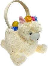 3D Alpaca Plush Basket Easter Egg Hunting Basket Cute Animal Plush