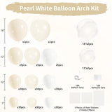 Pearl Balloon Arch Kit 210Pcs White Balloon Arch Garland Kit with