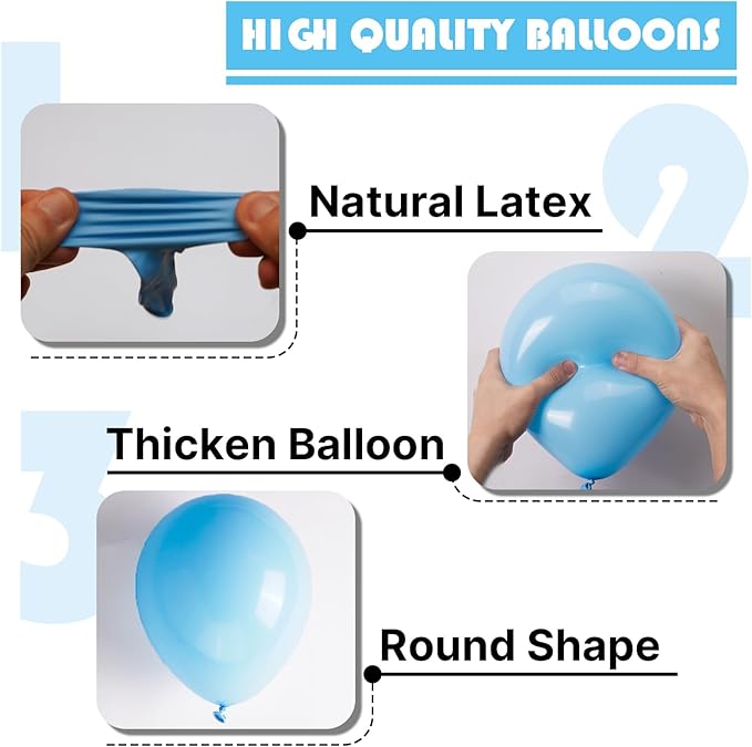 PartyWoo Light Blue Balloons 140pcs Different Sizes Pack of 18 12 10