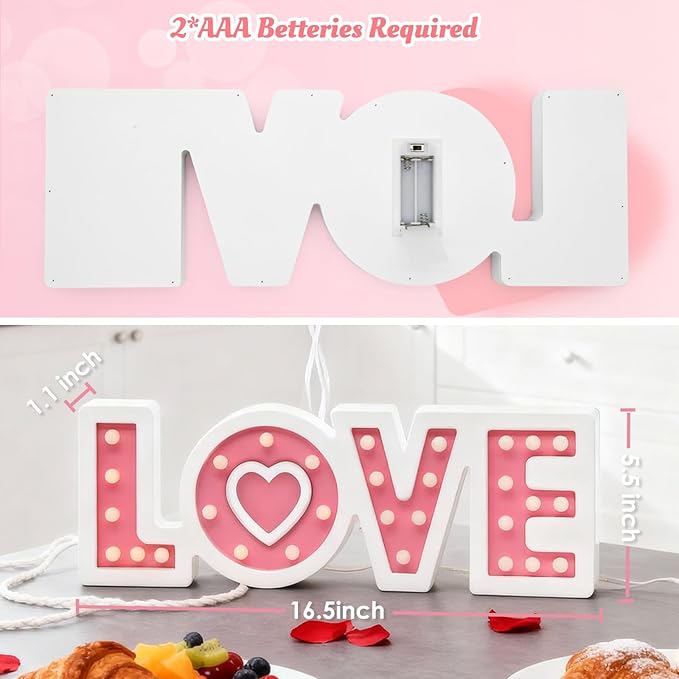 Light UP Valentine's Day Wooden Love Sign Valentines Day Love