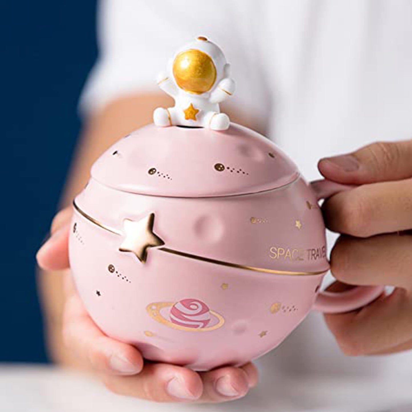Yalucky Kawaii Astronaut Cup Space Embossed Planet Mug, Cute Ceramic