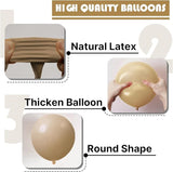PartyWoo Light Brown Balloons 100 pcs 12 Inch Nude Neutral Boho Tan