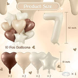 70th Birthday Balloons Set, Nude Brown Sand White Neutral Heart