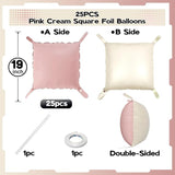 Pink Cream Balloons Square Foil Balloon 25PCS Boho Baby Pink and
