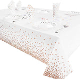 2 Packaging White and Rose Gold Plastic Tablecloth, 54 inch x108 inch