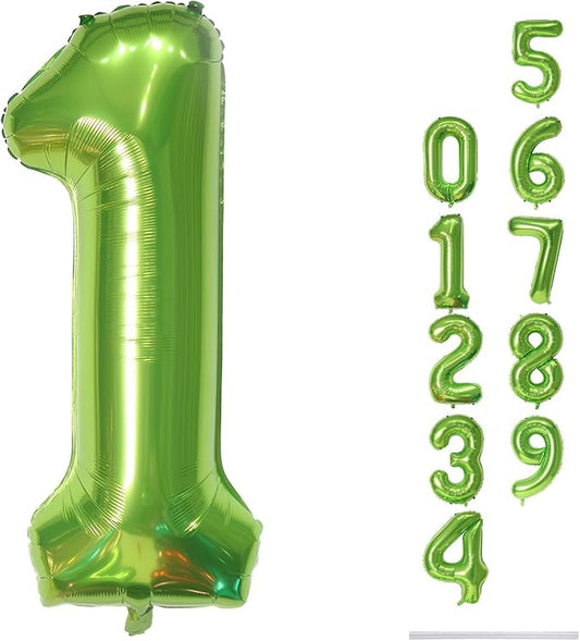 40 Inch Green Number 1 Balloon for 1st Birthday Decoration, Large