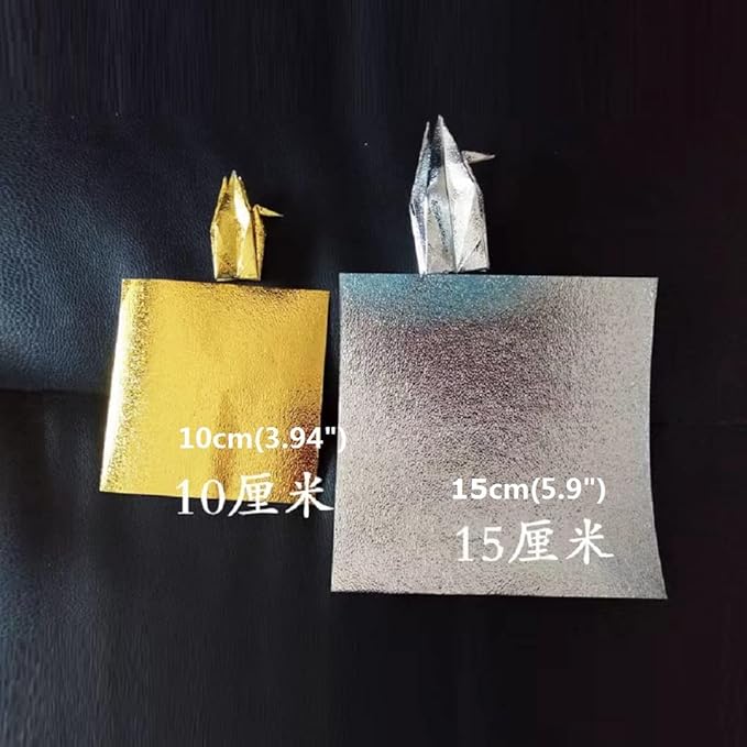 100PCS Premade 5.9" Gold Iridescent Origami Paper Cranes Folded 1000