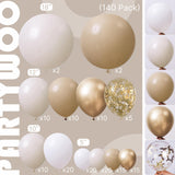 PartyWoo Neutral Balloon Arch Kit Garland 140pcs Different Sizes of 18