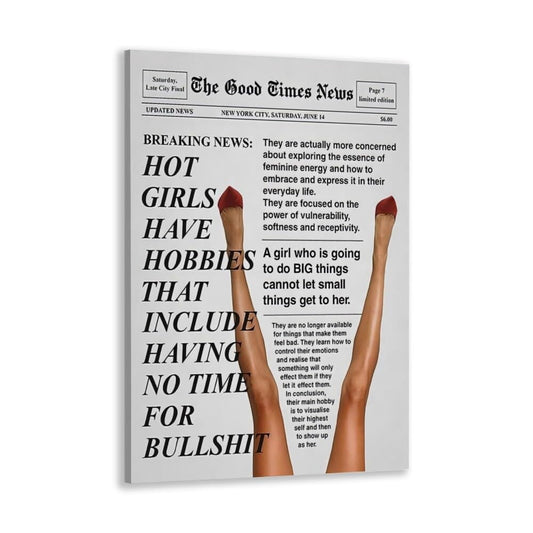 Framed Retro Trendy Newspapers Wall art Decor Bar Cart Feminist Wall
