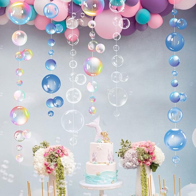 Transparent Bubble Garlands Mermaid Party Decoration Colored Blue