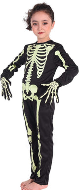 Kids Halloween Skeleton Costumes Glow in The Dark White Bones
