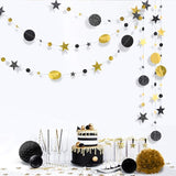 Cheerland Black and Gold Party Decorations Star Garlands Gold Black
