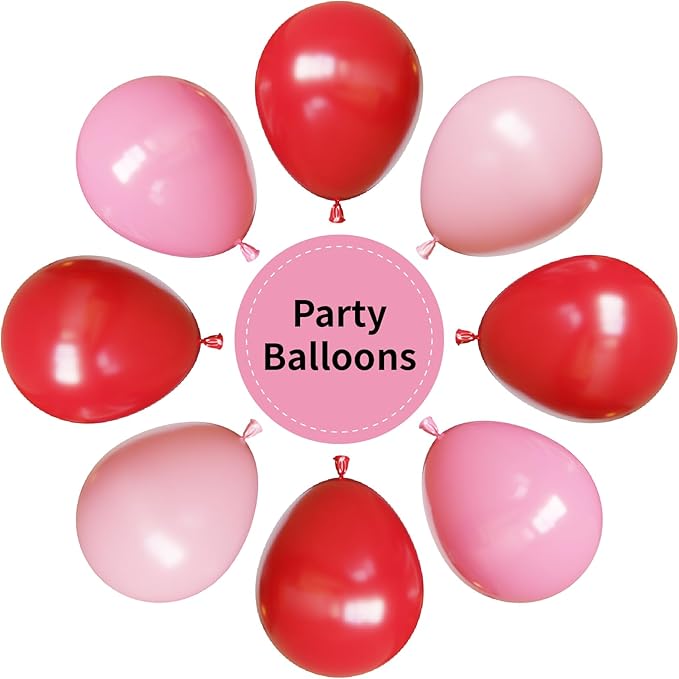 Red and Pink Balloons, Valentines Balloons, 67pcs 12 Inch Pink and