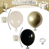 Black White and Gold Balloons, 50pcs 12Inch Black White Cream Beige