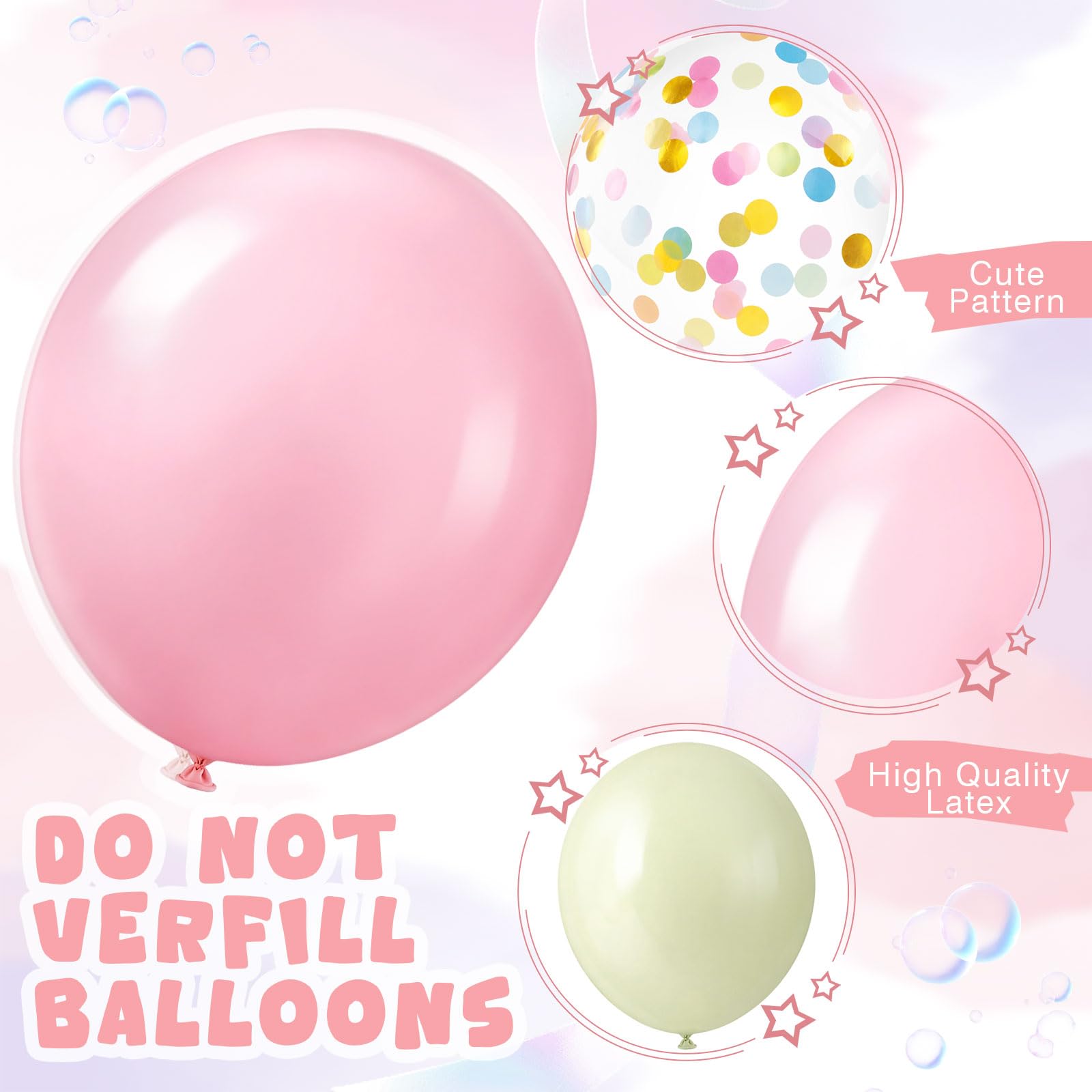 Civaner 48 Pieces Pastel Balloons Bulk 12 Inch Macaron Rainbow