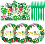 peony man 105 PCS Tropical Luau Party Supplies Hawaii Disposable