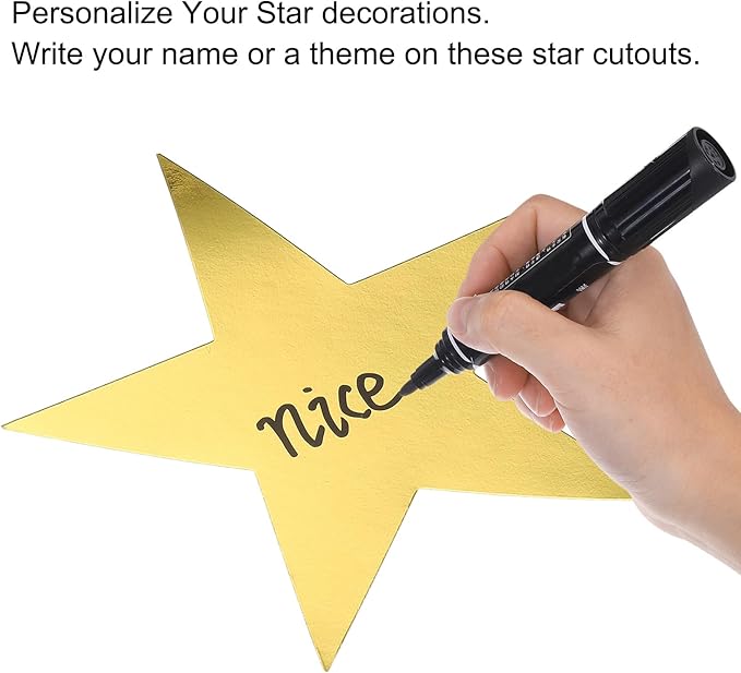 MECCANIXITY 36Pcs Laser Gold Stars Cutouts Double Printed Paper Stars