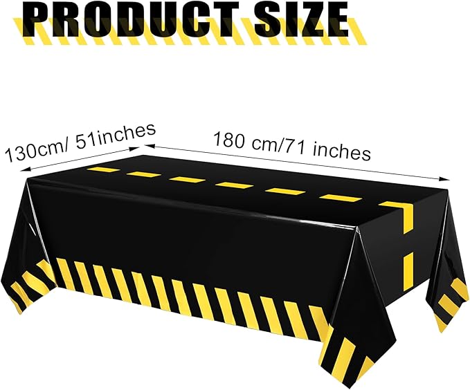 3 Pcs Construction Birthday Party Tablecloth 51 x 71 Inch Road Table