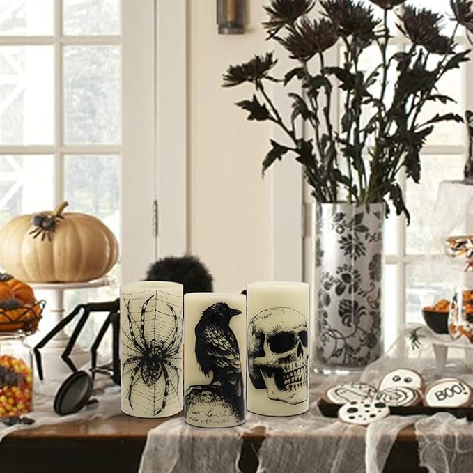 Halloween LED Flameless Flickering Candles Battery Operated with 6H