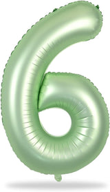 Sage Green Number 6 Balloons, 40 In Large Olive Green Number 6 Foil