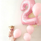 40 Inch Balloon Number 2 Pastel Pink, Large Foil Light Pink Number