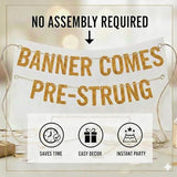 Pre-Strung You Ate That Bday & Left No Crumbs Gold Glitter Banner -