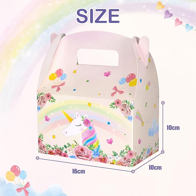 WERNNSAI 12 Pcs Unicorn Party Favor Boxes- Rainbow Unicorn Goodies