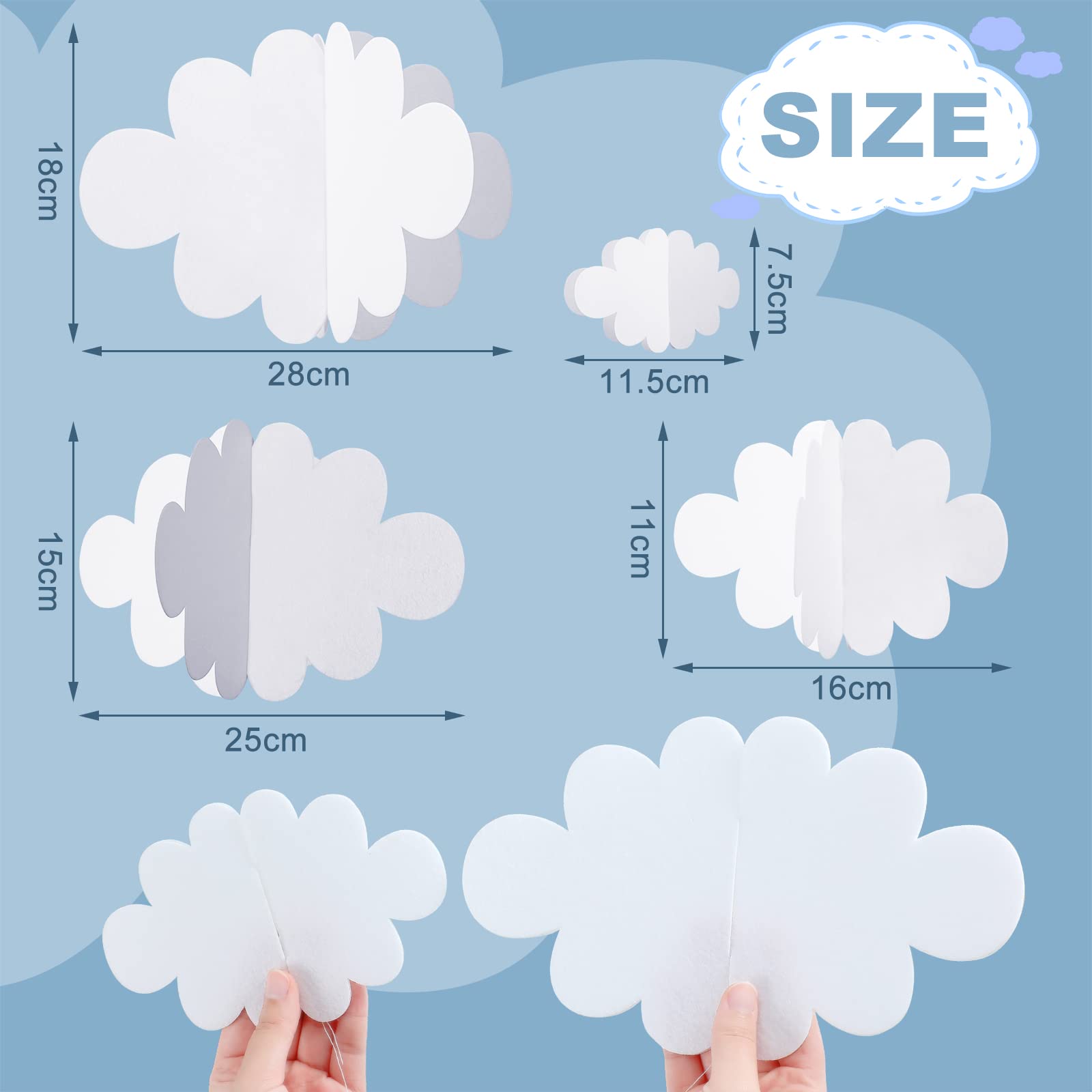 8 Pcs 3D Cloud Decoration Hanging for Ceiling Game Themed Party