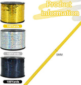 BEISHIDA 3 Pack 100 Yards Gold Silver Black Curling Crimped Glitter
