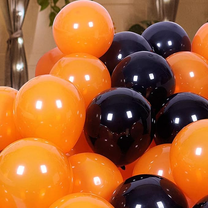 Halloween Balloons Orange Black Decorations Kelfara 60Pcs 12inch
