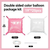 Pearl Pink and White Square Foil Balloon Wall,19 Inches Double Sided