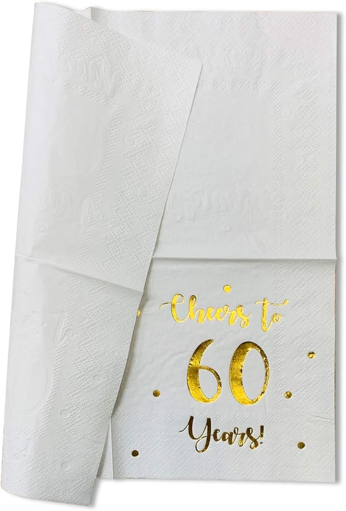 Cheers to 60 Years Cocktail Napkins | Happy 60th Birthday Decorations