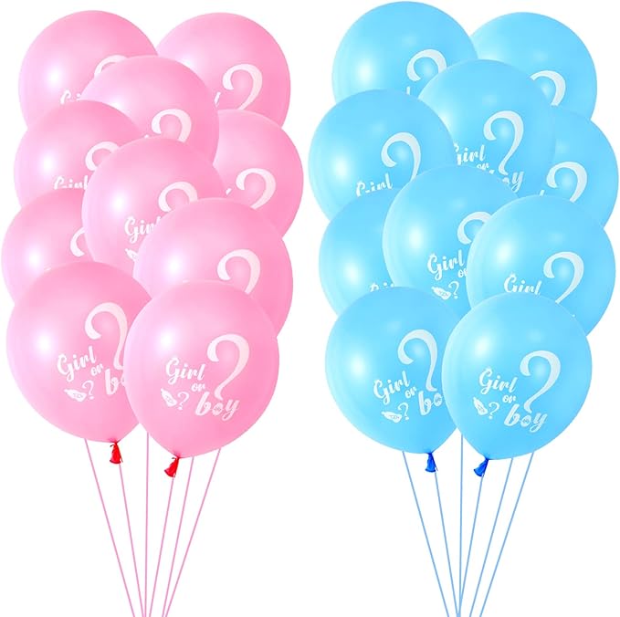 30 Pcs Gender Reveal Balloons Girl or Boy Latex Balloon 12 Inches