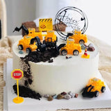 Construction Cake Topper Large Crane Excavator Traffic Road Sign
