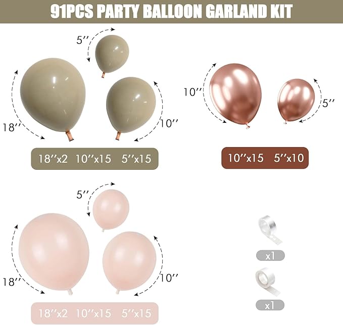 Boho Balloon Arch Double Stuffed Blush Nude Rose Gold Boho Balloon