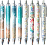 8PC Glittery Beach Pens Cute Sparkly Sea Shells Coconut Trees Sea