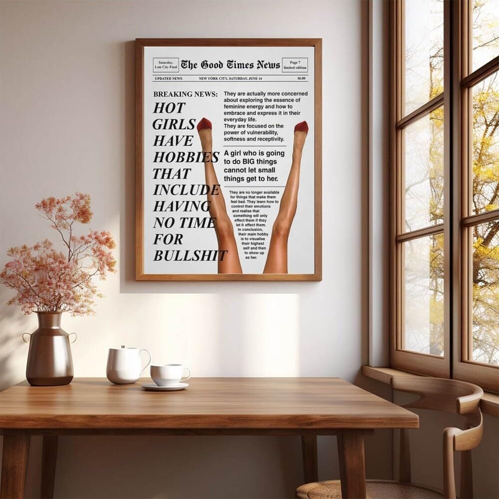 Retro Trendy Newspapers Wall art Decor Bar Cart Feminist Wall Art New