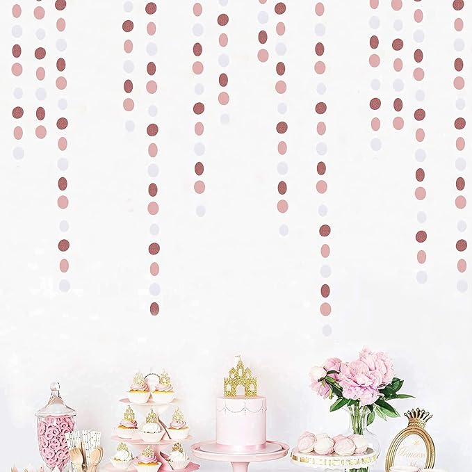 Rose-Gold Pink-White Party Decorations Paper-Garland - 52Ft