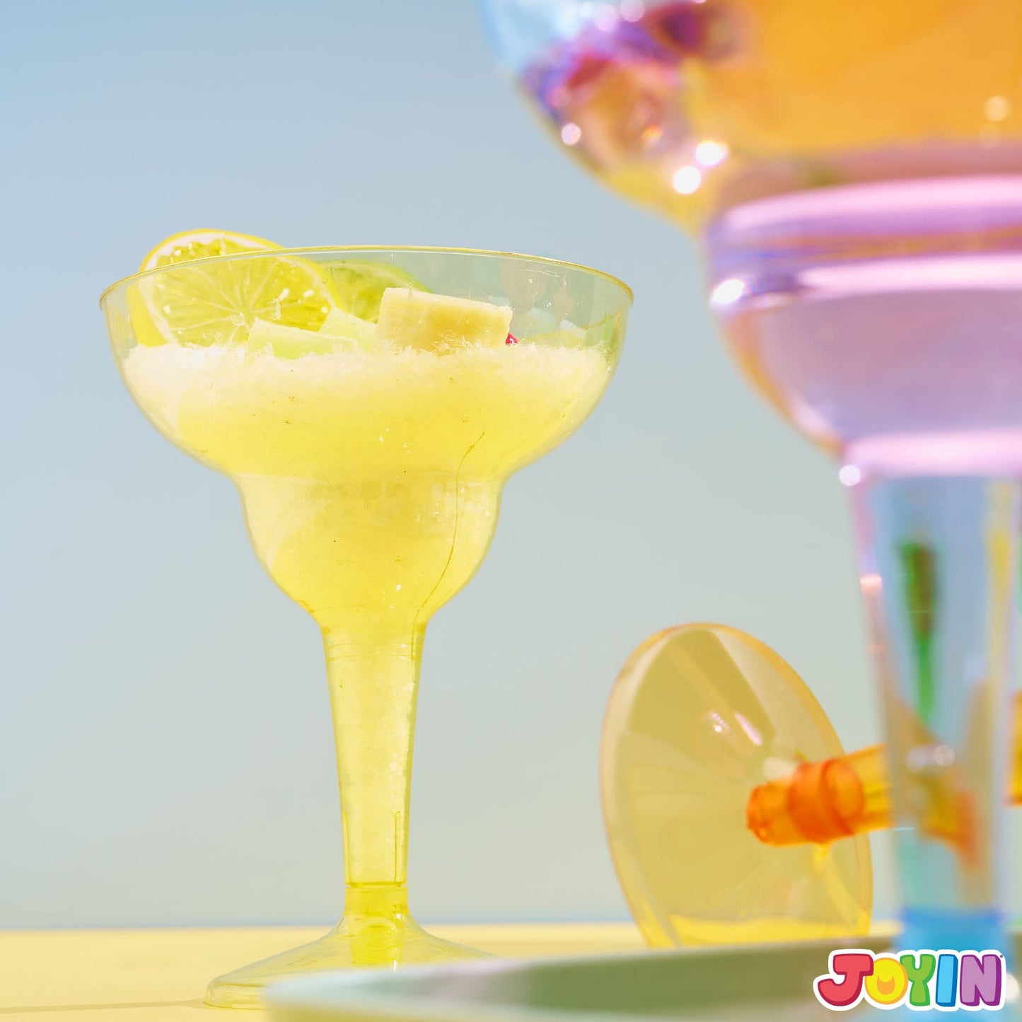 JOYIN 48PCS Plastic Margarita Glasses Cups, 12 oz Neon Disposable